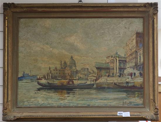 A Ronini, oil on canvas, view of Venice, signed, 48 x 69cm